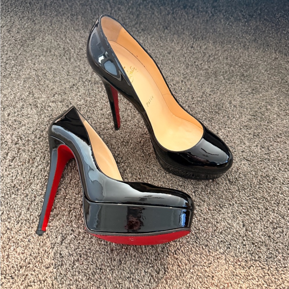 Christian Louboutin Black Patent Heels with Red Soles